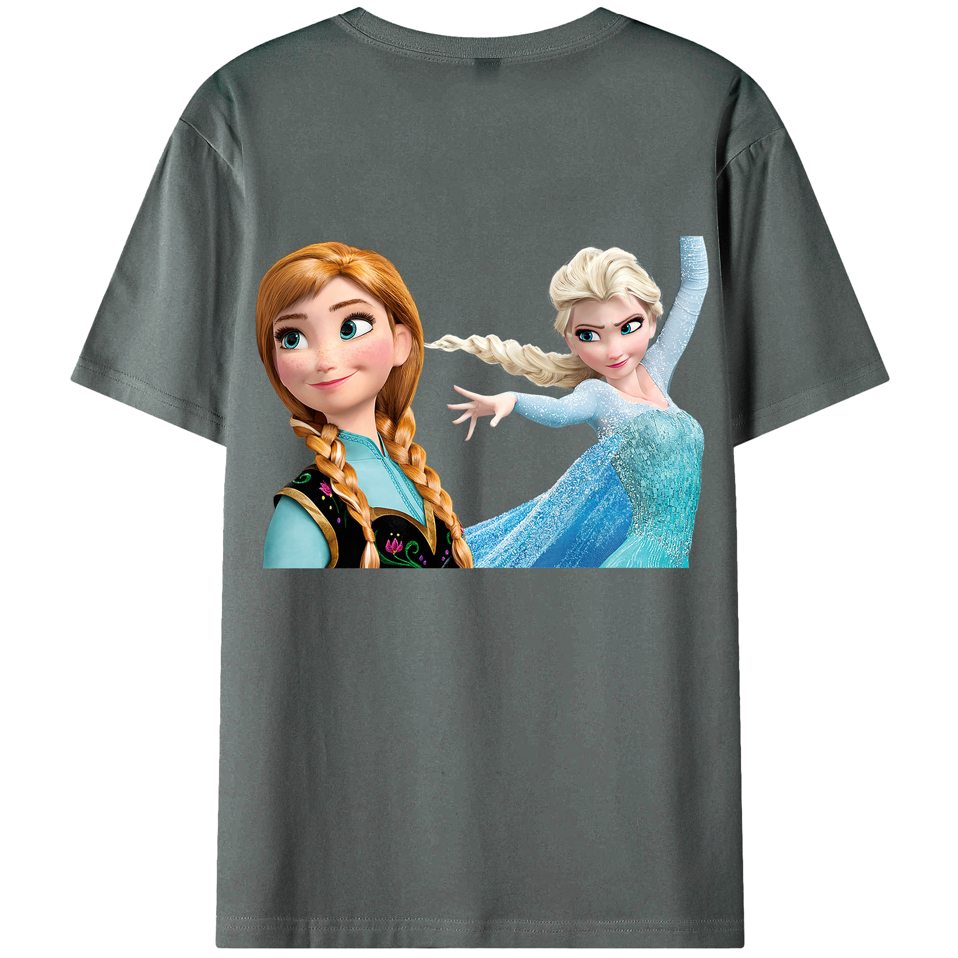 （画像用） アナと雪の女王 アンナ エルサ Frozen Anna Elsa 綿100％ メンズ半袖Tシャツ（バックプリント） 通気性